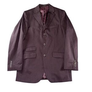 Steve Harvey Collection Suit Jacket Mens 40L Purple Pinstripe 3 Button Long